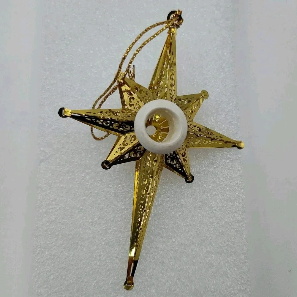1980's VTG Bright Golden Tone Hanging Star Ornament Very rare‎ unique SEE📏📸